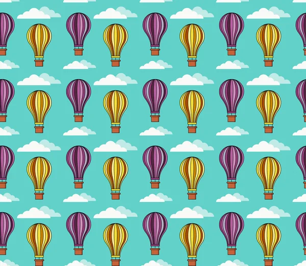 Sıcak hava balonları ve bulutlar vektör desen
