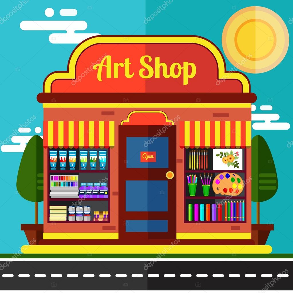 Artistic tools shop vector flat illustration — Stock Vector © Olizabet