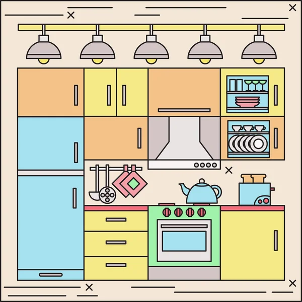 Colorful kitchen interior — Stock Vector