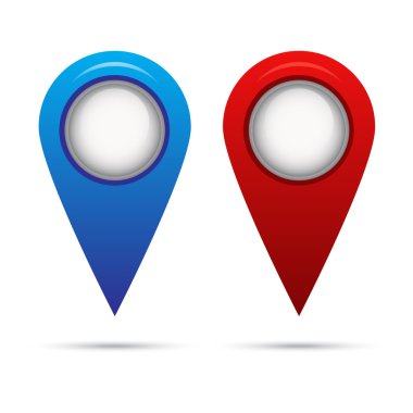 Kırmızı ve mavi harita pin.