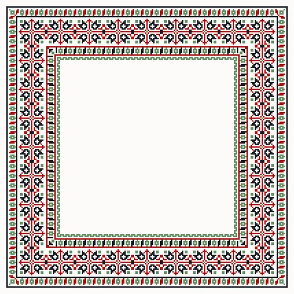 Cross stitch square frame — Stock Vector