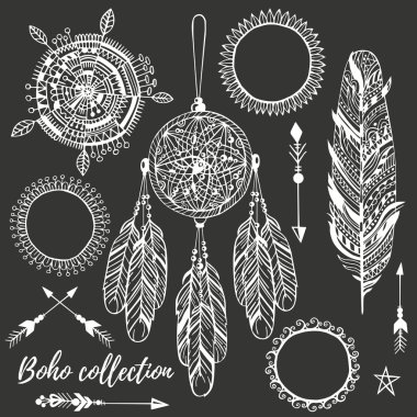 Trendy boho simgeler kümesi