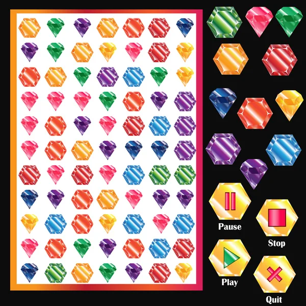 Kleurrijke kristallen collectie verschillende vormen — Stockvector