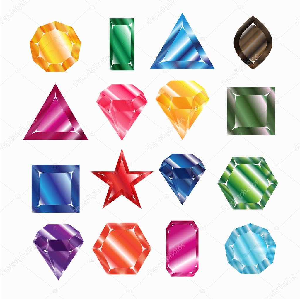 Stones and crystals colorful vector illustration