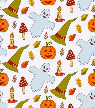 Cadılar Bayramı işaretleri sorunsuz vektör desen el çekilmiş