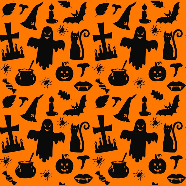 Silueta de Halloween patrón vectorial sin semblante — Vector de stock