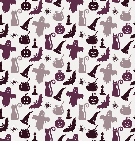 Halloween padrão roxo sem costura — Vetor de Stock