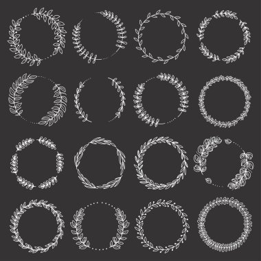 Dekoratif çiçek yuvarlak çerçeve siyah vektör kümesi