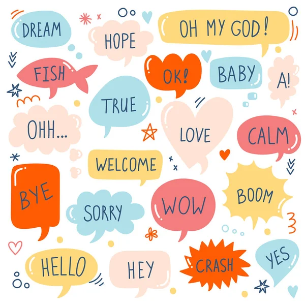 Citaat bubbels kleurrijke schattig vector pictogrammen set — Stockvector