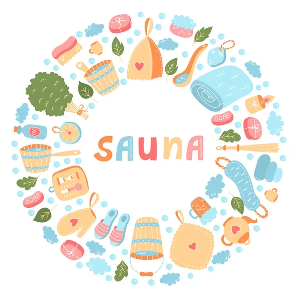 Sauna ruso banya colorido vector iconos conjunto — Archivo Imágenes Vectoriales