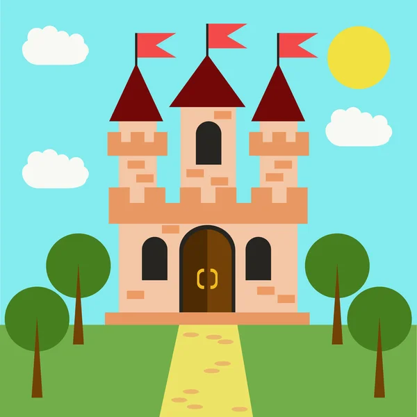 Landscape with old castle. — Stock Vector