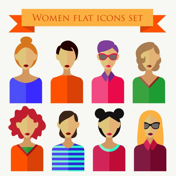 Ensemble vectoriel femmes icônes — Image vectorielle