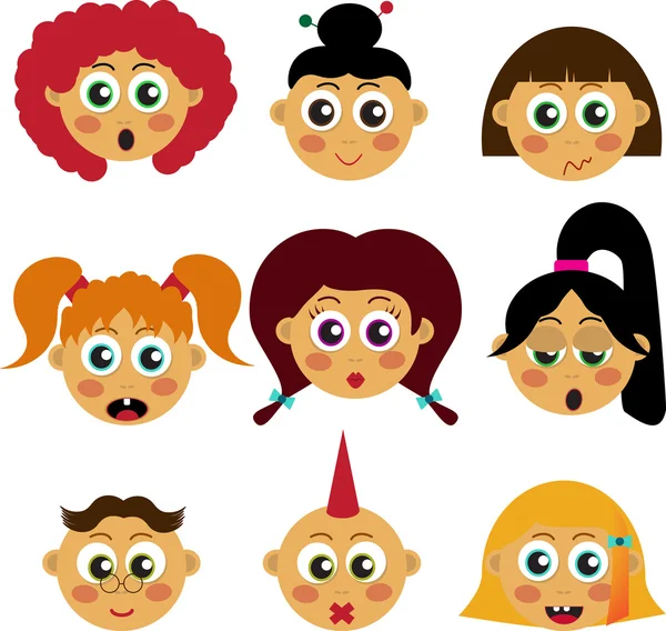Emoticon niños personajes de dibujos animados — Archivo Imágenes Vectoriales