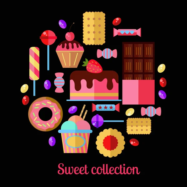 Sweets insieme vettoriale — Vettoriale Stock