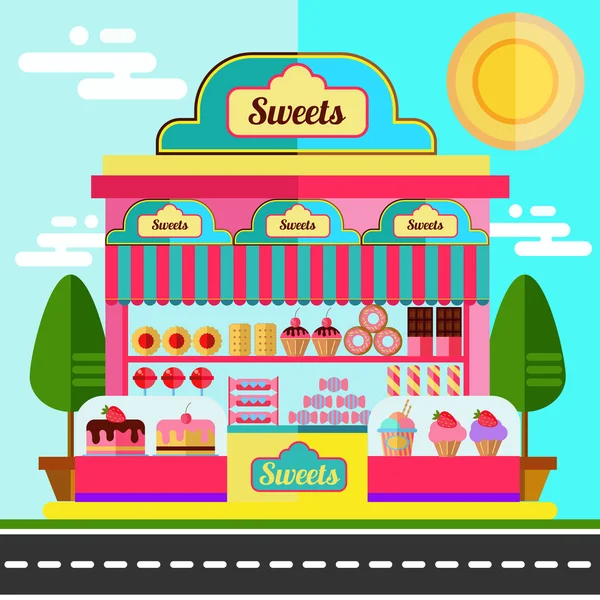 Sweet market place. Confectionery — Stock Vector