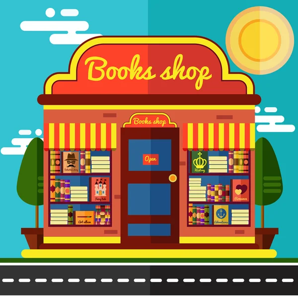 Εικονογράφηση διανυσματικά κατάστημα βιβλίων — Διανυσματικό Αρχείο