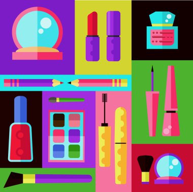 Kozmetik koleksiyonu. Vektör set.