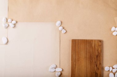 Çeşitli eski model kağıtlar. Üst manzara, düz yatış. Boşluğu kopyala