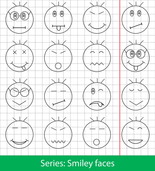 Smiley visages icônes ensemble Illustrations De Stock Libres De Droits