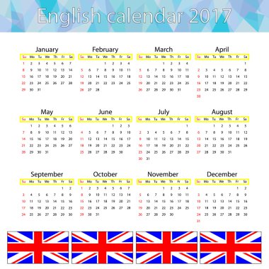 İngilizce takvim 2017