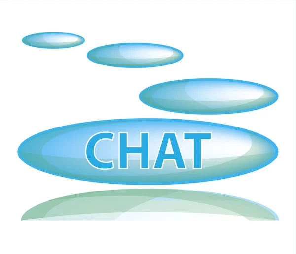Blauwe bubbel icoon met reflectie op een witte achtergrond met de inscriptie — Stockvector