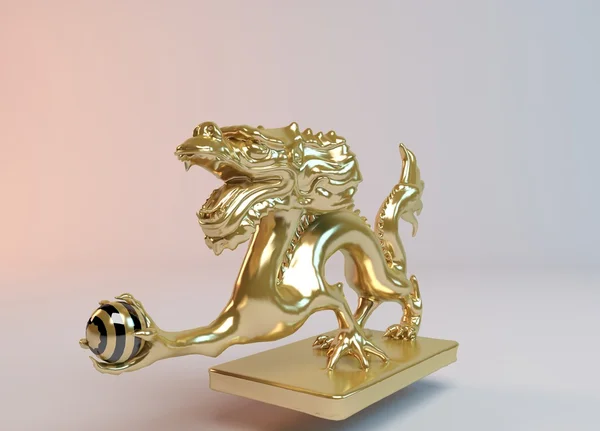 Dragão dourado 3d — Fotografia de Stock