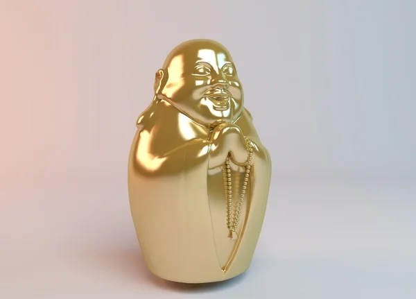 3d dourado estátua feliz Buda — Fotografia de Stock