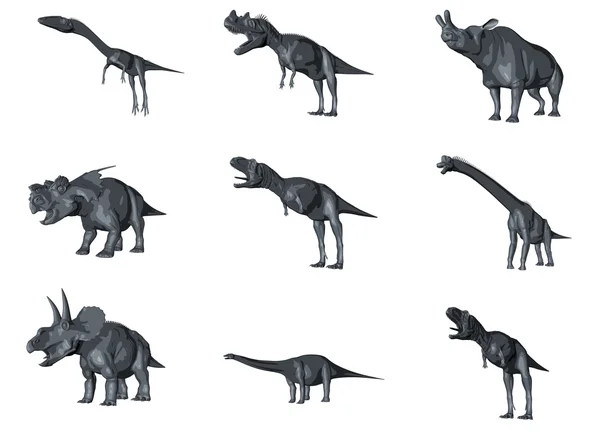 Esquisse 3D d'une collection de dinosaures — Photo