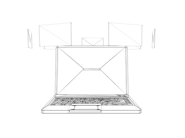 3D-ноутбук, чорно-білі — стокове фото