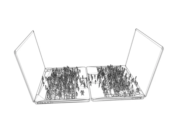 3D tel kafes dizüstü — Stok fotoğraf