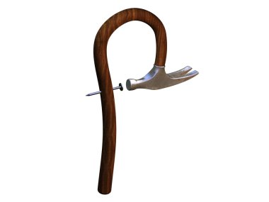 3d rendering of a bended hammer clipart