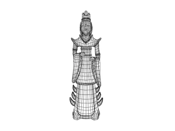 3d estátua wireframe — Fotografia de Stock