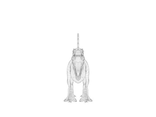 Dinossauro wireframe 3d — Fotografia de Stock