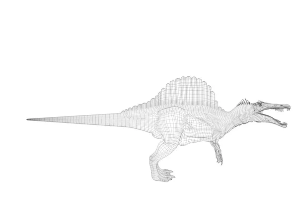 Dinossauro wireframe 3d — Fotografia de Stock