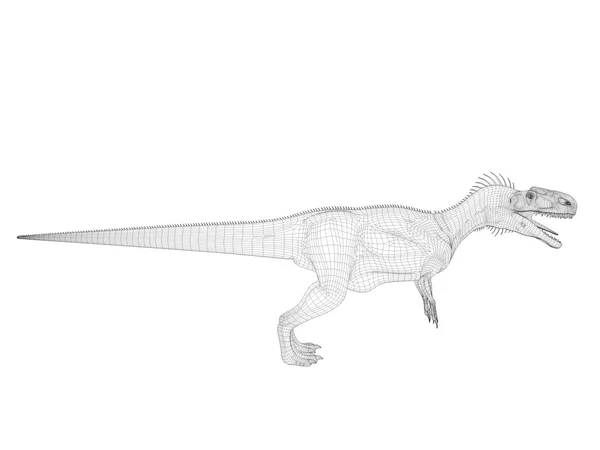 Dinossauro wireframe 3d — Fotografia de Stock