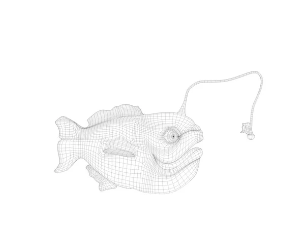 三维线框可怕鱼 — 图库照片
