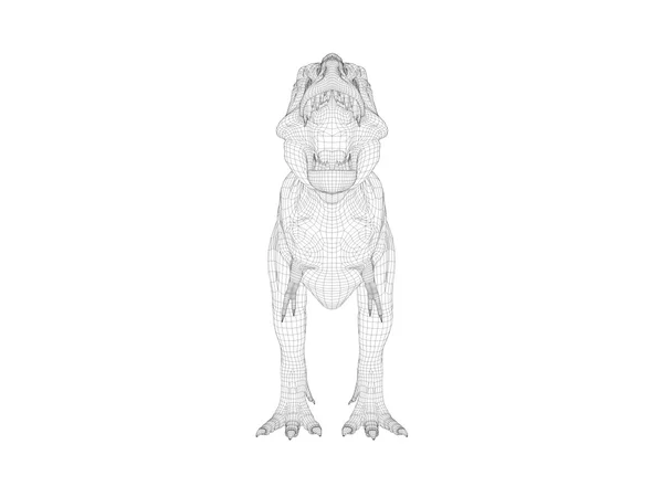 Dinossauro wireframe 3d — Fotografia de Stock