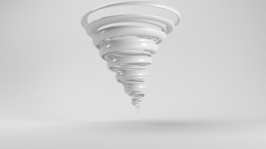 Abstract tornado in a white scene