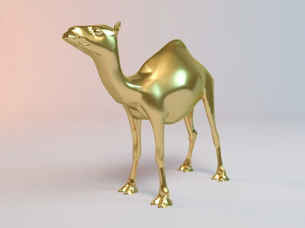 3D Golden camel statue with gold paint — Φωτογραφία Αρχείου