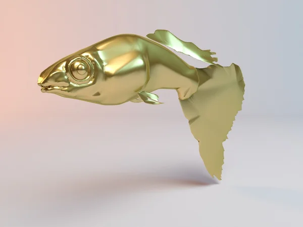 Golden fish painted in Gold with white background stage — Φωτογραφία Αρχείου