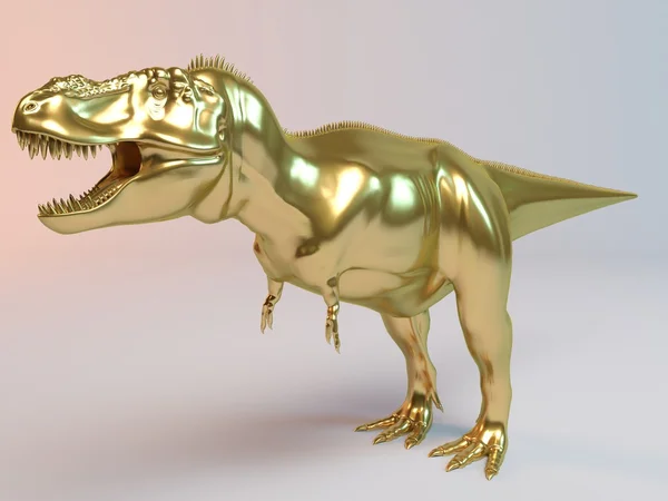 Objeto animal de dinossauro 3D pintado em ouro — Fotografia de Stock