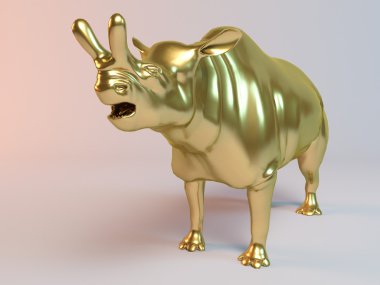 Altın 3d hayvan (eski dinozor, brontotherium)