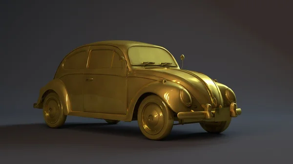 Золотой автомобиль 3D — стоковое фото