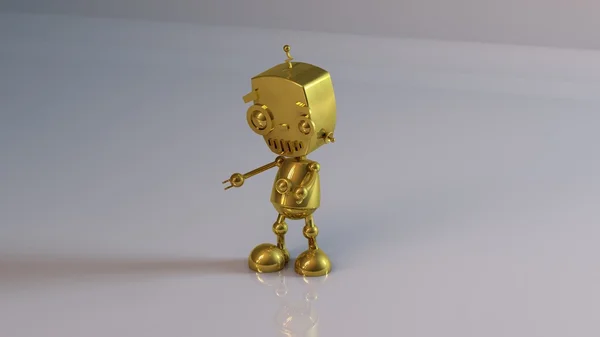 Objeto 3D dourado (Robô ) — Fotografia de Stock