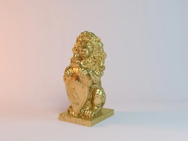 Goldene Statue eines Löwen 3d — Stockfoto