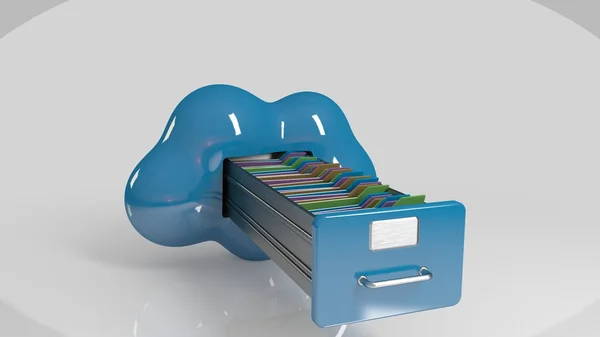 Almacenamiento de archivos en la nube. Icono del ordenador 3D — Foto de Stock