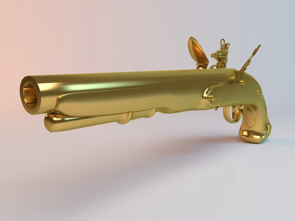3D złotym pistoletem — Zdjęcie stockowe