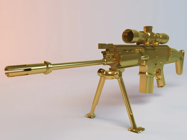 Fusil d'or 3d imaginaire — Photo