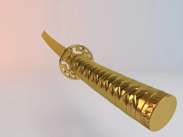 Фантазия подробный 3d Золотой меч — стоковое фото