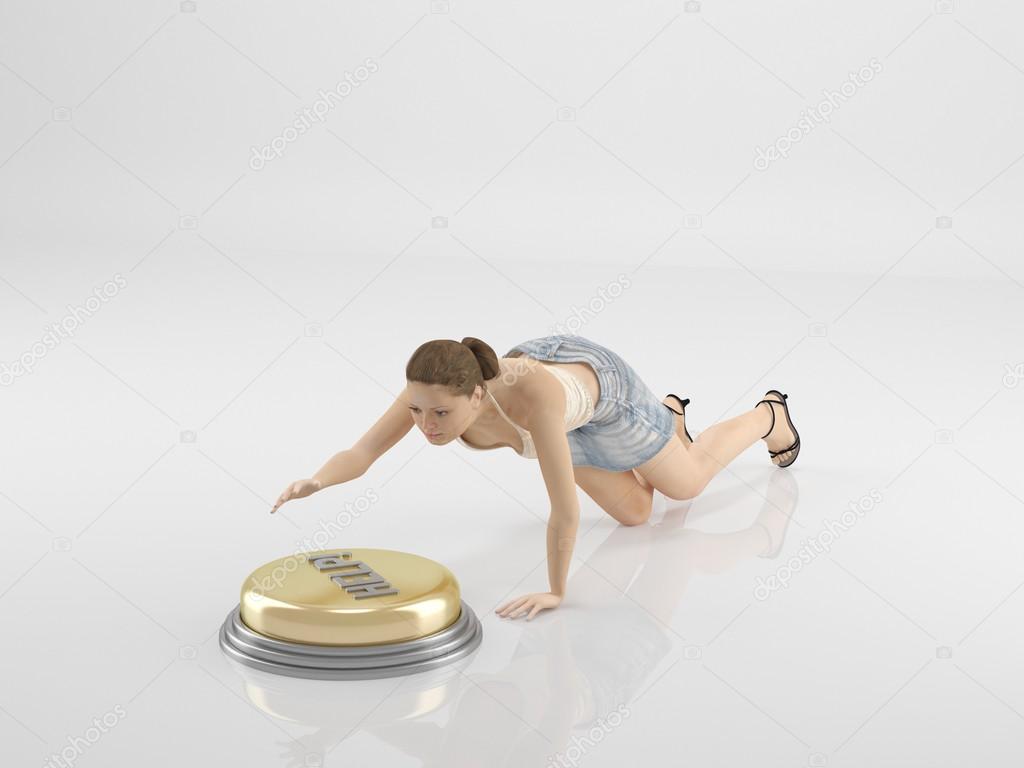 A woman is pushing the button
